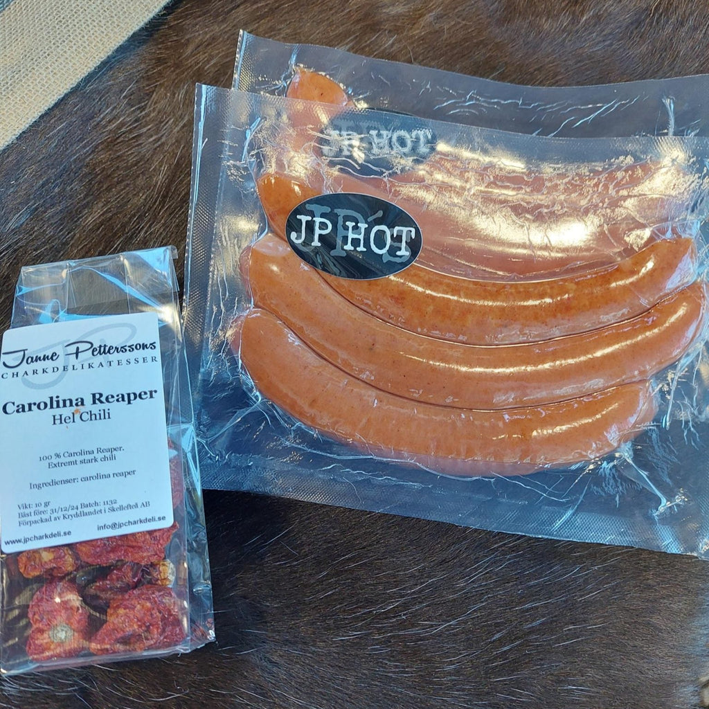 Grillkorv HOT (Carolina Reaper) – hantverkskorv från Luleå 1 kg